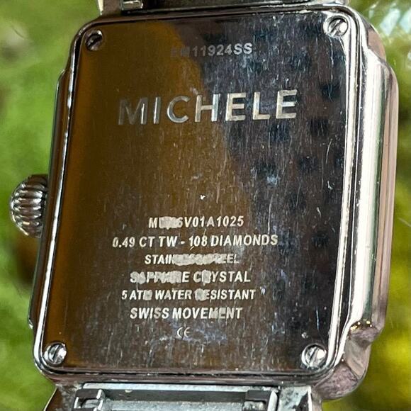 MICHELE Deco Silver/Gold Square Face Stainless Steel Watch main image 8